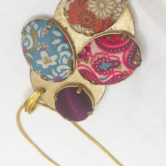 Upcycled Vintage Kenzo Pendant Necklace — Handmade Artistic Medallion - Picture 4 of 10